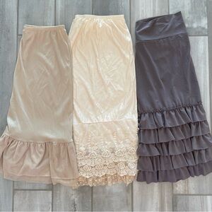 Lot of 3 Modesty Slip Extenders Skirt Dress Layering Extenders L/XL